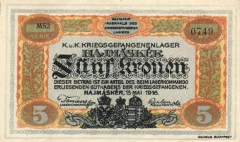 Hajmáskér/hadifogolytábor 1916. május 15. 5K T:I-