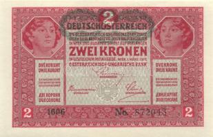 1916. 1K + 2K "Deutschösterreich" felülnyomással T:I