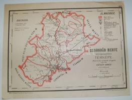 cca 1890 Rautmann Frigyes: Csongrád megye közigazgatási térképe szép állapotban 33x26 cm