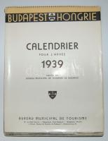 1939 Budapesti idegenforgalmi Hivatal által kiadott képes falinaptár szép állapotban / Pictures of Budapest wall-calendar in nice condition 20x25 cm,