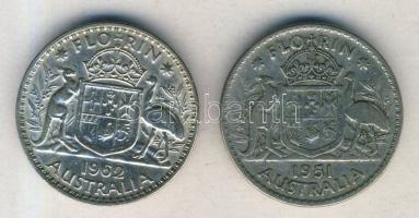 Ausztrália 1951-62. 1Fl Ag (2x) T:2,3 ph.