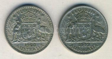 Ausztrália 1952-60. 1Fl Ag (2x) T:3+