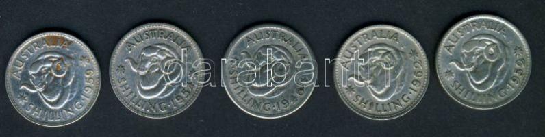 Ausztrália 1946-1962. 1Sh Ag (5x) klf évszámokkal! T:vegyes