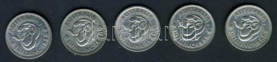 Ausztrália 1946-1960. 1Sh Ag (5x) klf évszámokkal! T:vegyes