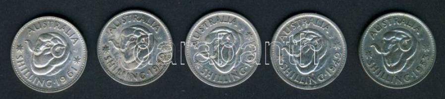 Ausztrália 1942-1961. 1Sh Ag (5x) klf évszámokkal! T:vegyes