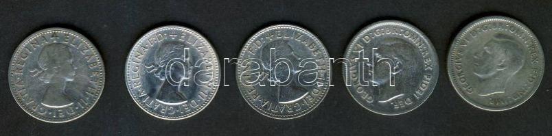 Ausztrália 1946-1963. 1Sh Ag (5x) klf évszámokkal! T:vegyes