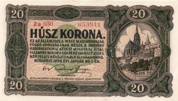 1920. 20K (2x) egymásutáni sorszámmal T:I