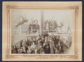 1902 Hegedűs Sándor nevű gőzhajón készült nagyméretű keményhátú fotó 17x22 cm