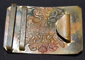 Szépen kidolgozott sassal díszített orosz réz övcsat 5x8,5 cm