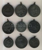 1940-es évek 9db sport díjérem:"Diák Szövetség Versenydíja" + "Előre Sport Egyesület" díjérme, köztük 5db szign.:Ludvig T:vegyes