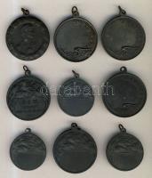 1940-es évek 9db sport díjérem:"Diák Szövetség Versenydíja" + "Előre Sport Egyesület&...