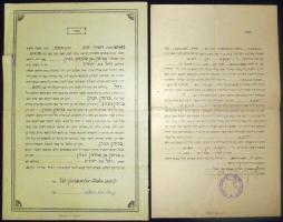 1934 és 1952 2 db házassági szerződés (Ehevertrag)