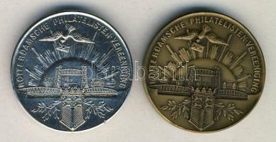 Hollandia 1968-71. "Rotterdami filatelista egyesület" Br és fém emlékérem T:2 ph. / Netherlands 1968-71. "Rotterdam Philatelist Union" Br and metal medallion T:2 ph.