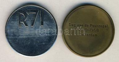 Hollandia 1968-71. "Rotterdami filatelista egyesület" Br és fém emlékérem T:2 ph. / Nether...