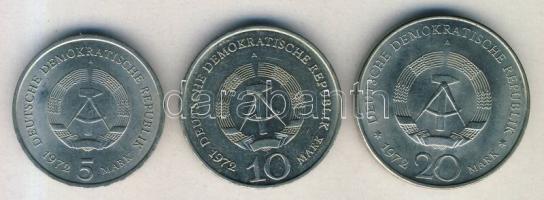 NDK 1972. 5M "Meissen" + 10M "Buchenwald" + 20M "Wilhelm Pieck" T:2