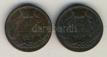 Szerbia 1879. 10P I.Milan (2x) T:2- ph.