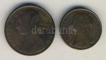 Nagy-Britannia 1867. 1/2P "Viktória" + 1894. 1P Viktória T:3+