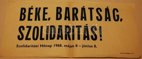1968 Plakát Béke, barátság, szolidaritás