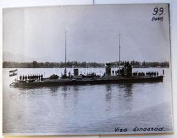 cca 1910 A Dunai flottilla S.M.S. Viza őrnaszádja karton fotó-reprodukció / Large photo reproduction of Danube fleet ship S.M.S. Viza 24x18 cm