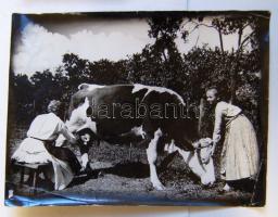 cca 1900 Ismeretlen fotós: Falusi jelenet (saroktörések)/ Unknown artist photo 24x17 cm