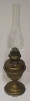Régi réz petróleum lámpa üveg búrával 50 cm magas