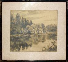 cca 1920 Páris Erzsi (1887-?): Erdőszélen ceruza-papír, jelzett keretben 36x33 cm