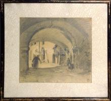 1929 Páris Erzsi (1887-?): Kőszeg, várrészlet. ceruza-papír, jelzett keretben 36x33 cm