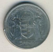1930. 5P Ag "Horthy jobbra" T:3 ph.