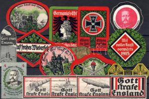 Deutsches Reich ca. 1915. 16 klf. háborús propaganda levélzáró / 16 versch. Kriegspropaganda-Vignetten