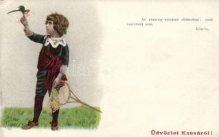 Kassa greeting card, Eötvös quote litho