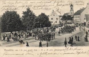 1905 Hosszú címzéses Varasd Polgárőr-felvonulás (saroktörés) T3/4