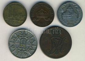 Német megszállások 1824. 4h + Német-Kelet Afrika 1908. 1h + Menden 1920. 10Pf + Saar vidék 1955. 100...