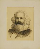 cca 1930 Ék Sándor (1902-1975) (Alexander Keil néven): 4 db könyomat: Hruscsov, Marx, Engels, Moloto...