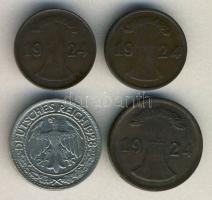 Német Birodalom/Weimari Köztársaság 1924D 1Pf + 1924F 1Pf + 1924A 2Pf + 1928. 50Pf T:2,2-/3+