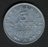 Német Birodalom/Weimari Köztársaság 1922A 3M Alu "Verfassungstag 11. August 1922" T:2- ph.