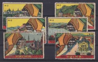 1915 Palma cipősarok reklám levélzárók 6 klf, kis hibák
