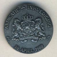 Hollandia 1980.április 30. Júlia királynő lemondása a trónról Beatrix javára Ag emlékérem 6g tanúsítvánnyal eredeti tokban T:1