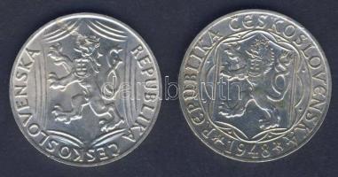 Csehszlovákia 1948. 100K Ag (2x) "Károly Egyetem évforduló" + "Függetlenség" T:2