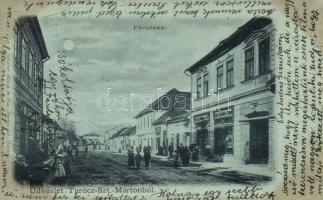 Túrócszentmárton main street with the shop of Miksa Graber