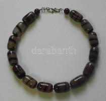 Tigris achát nyaklánc ezüst (Ag) szerelékkel ~20x30 mm-es szemekkel