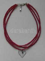 3 soros korall nyaklánc ezüst (Ag) szerelékkel és medállal