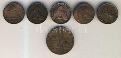 Belgium 1858. 5c + 1862-1910. 2c (5x) klf évszámmal T:2,3,4