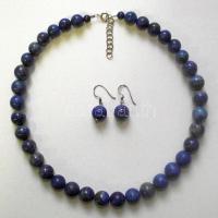 Lápisz lazuli nyaklánc ezüst (Ag) szerelékkel és hozzávaló fülbevalóval