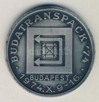 1974. HUNGEXPO / Nemzetközi Csomagolási és Anyagmozgatási Kiállítás fém emlékplakett dísztokban (d=6...