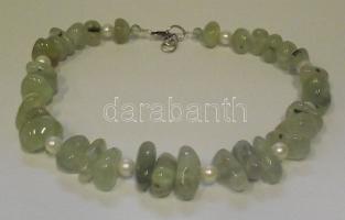 Rutilkvarc és tenyészett gyöngy nyaklánc ezüst (Ag) szerelékkel