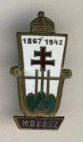 1942. Magyar Dalos Egyesületek Országos Szövetsége 1867-1942 (MDEOSZ) zománcozott kitűző szign.:Boczán T:2
