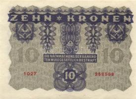 Ausztria 1922. 10K (8x) több egymásutáni sorszámmal! T:I,II+