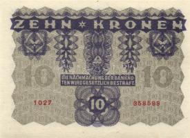 Ausztria 1922. 10K (8x) több egymásutáni sorszámmal! T:I,II+