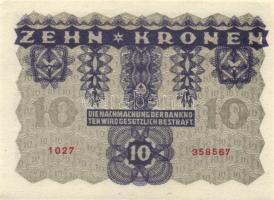 Ausztria 1922. 10K (8x) több egymásutáni sorszámmal! T:I,II+