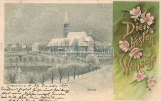 Chemintz castle in winter litho